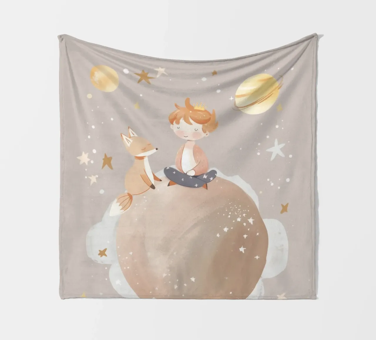 Nursery Print, Planet Space Illustration, Celestial Print Fleecedecke von Little Lola