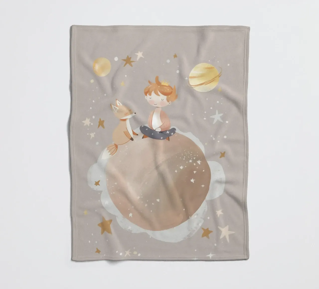 Nursery Print, Planet Space Illustration, Celestial Print Fleecedecke von Little Lola