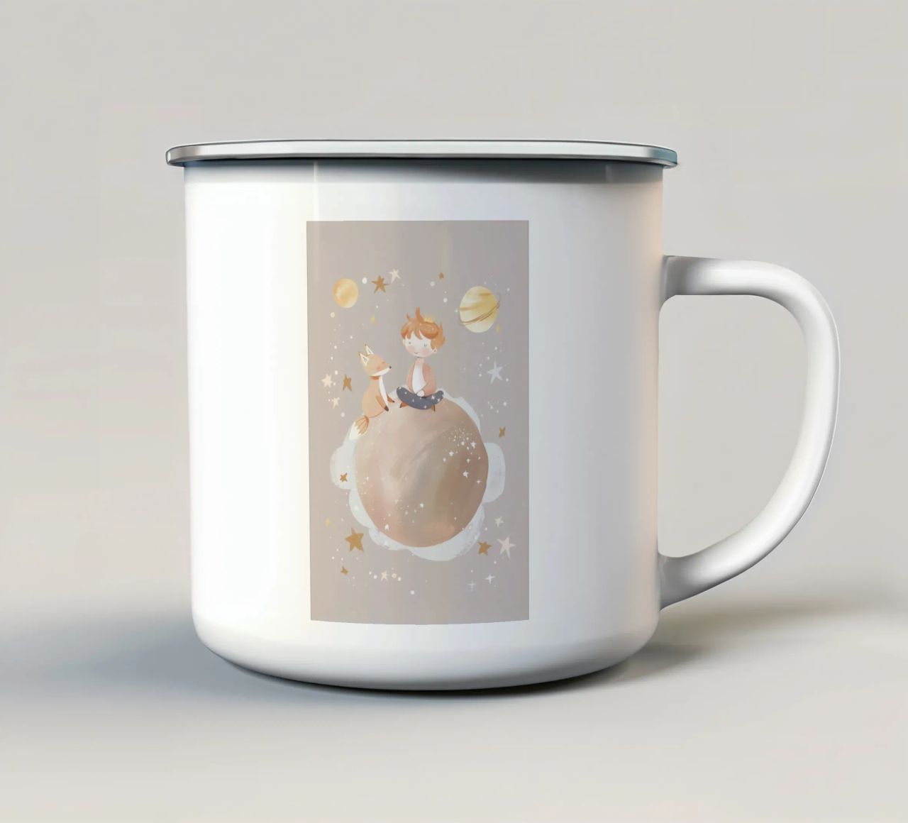 Stampa vivaio, illustrazione pianeta spazio, stampa celeste tazza in smalto da Little Lola
