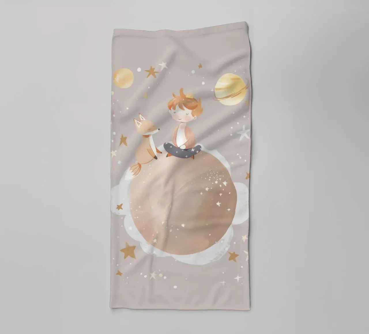 Nursery Print, Planet Space Illustration, Celestial Print towel by Little Lola