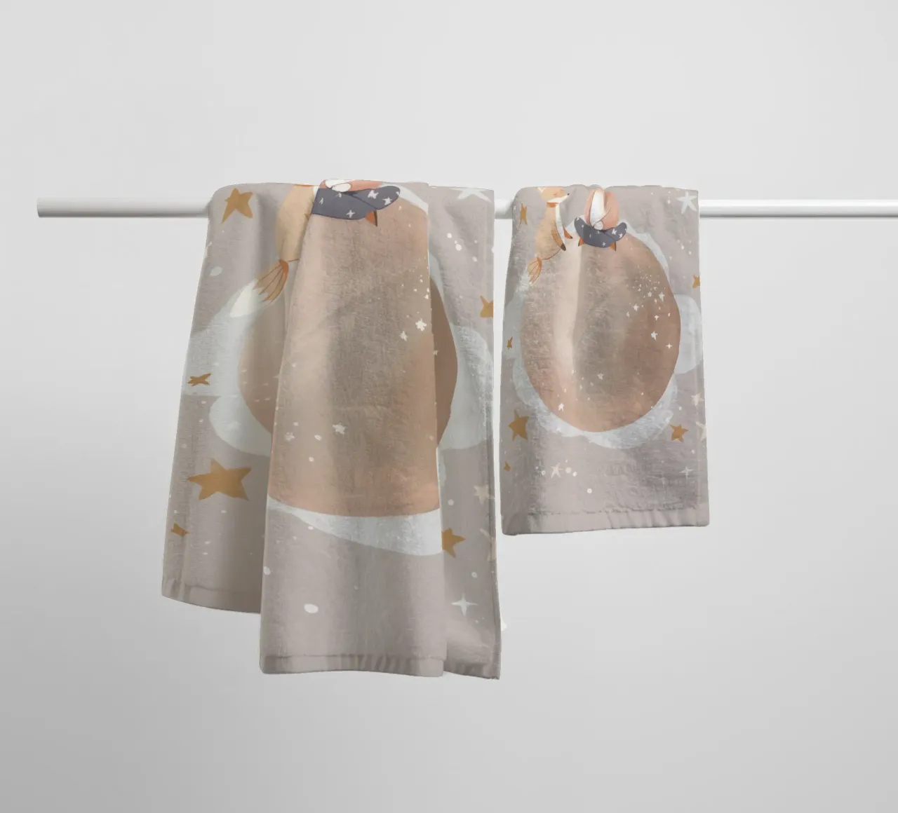 Nursery Print, Planet Space Illustration, Celestial Print towel by Little Lola