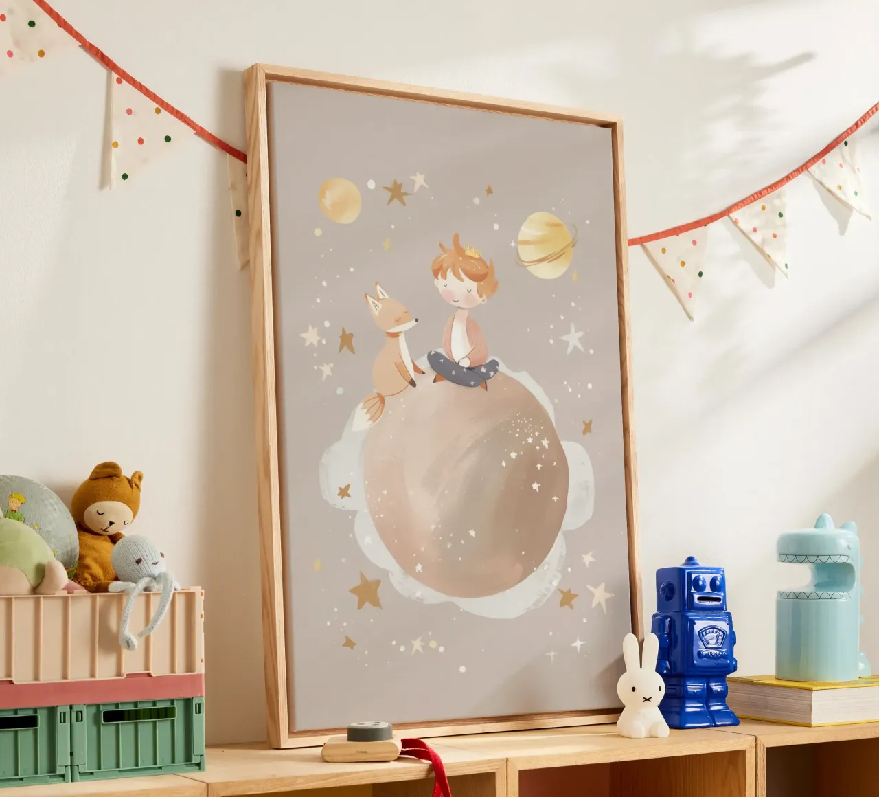 Nursery Print, Planet Space Illustration, Celestial Print canvas by Little Lola