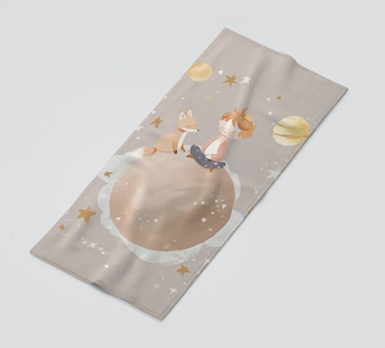 Nursery Print, Planet Space Illustration, Celestial Print beach towel by Little Lola
