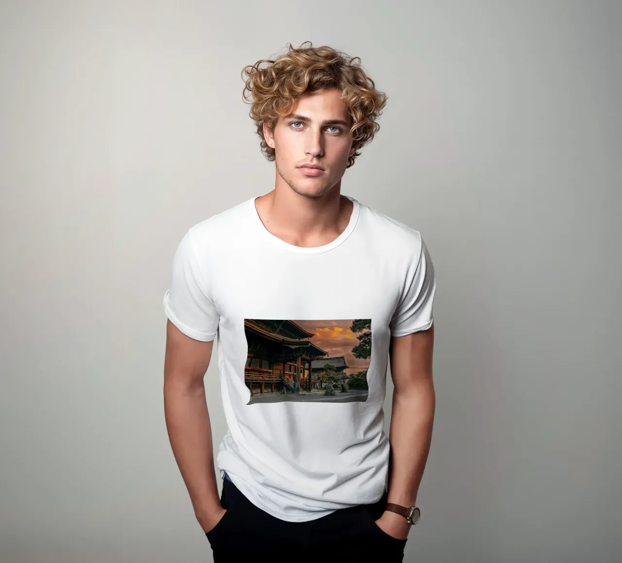 Zenkoji Temple Sunset in Nagano, Japan t-shirt by Marcel Bisig