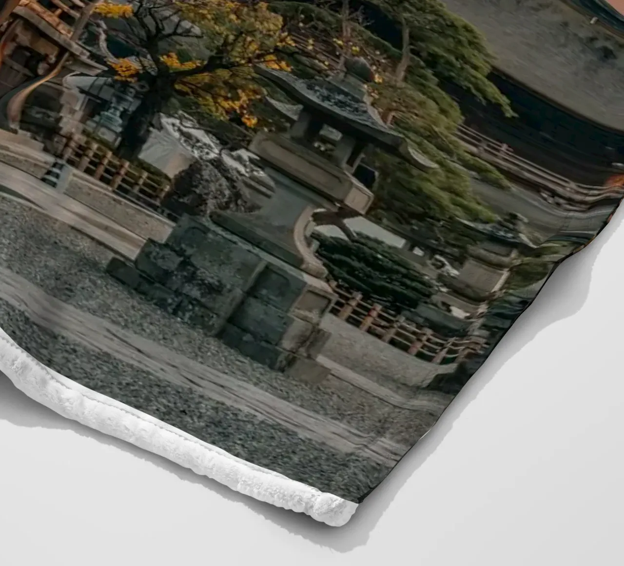 Zenkoji Temple Sunset in Nagano, Japan fleece blanket by Marcel Bisig