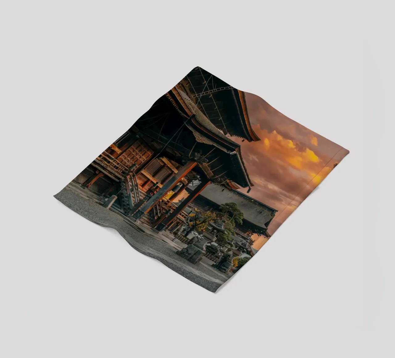 Zenkoji Temple Sunset in Nagano, Japan fleece blanket by Marcel Bisig
