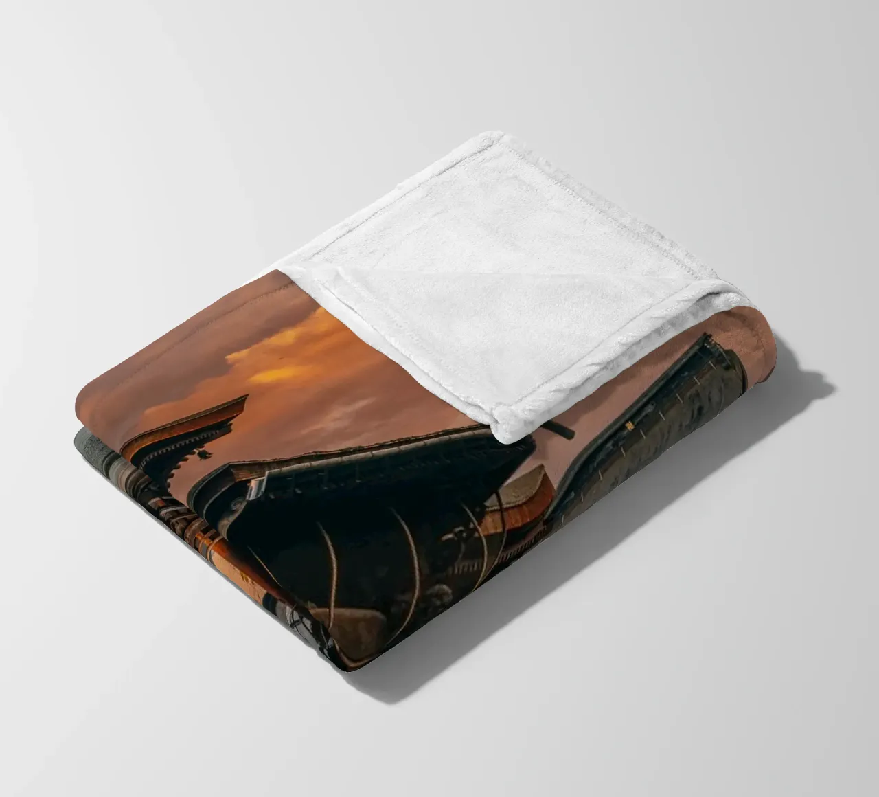 Zenkoji Temple Sunset in Nagano, Japan fleece blanket by Marcel Bisig