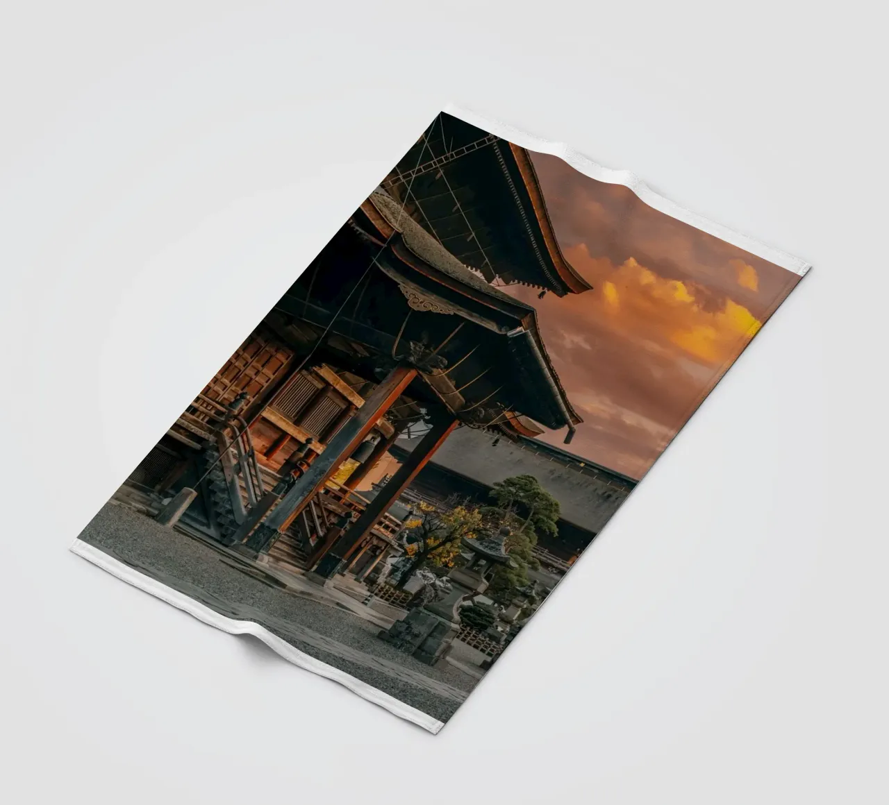 Zenkoji Temple Sunset in Nagano, Japan fleece blanket by Marcel Bisig