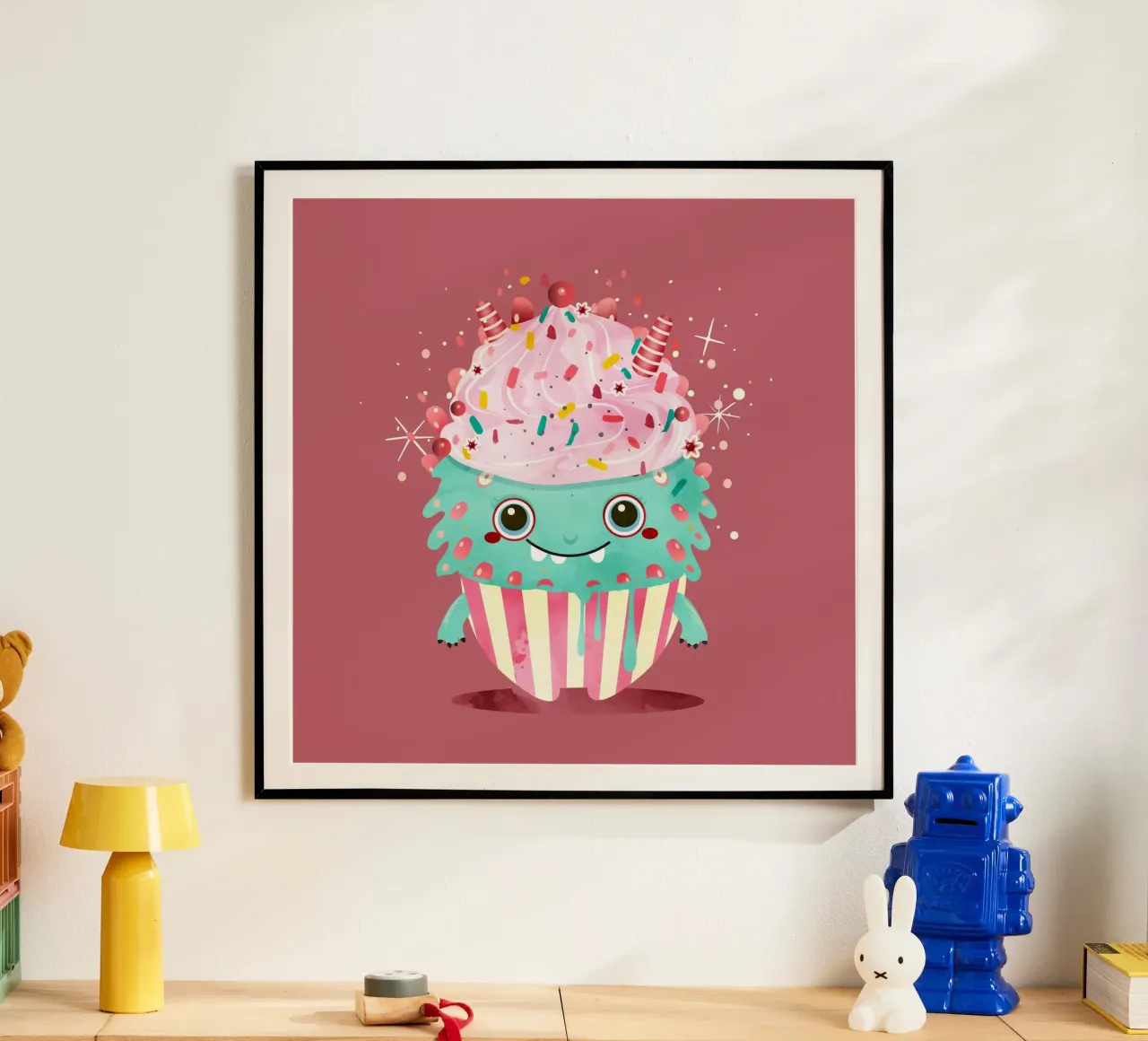 Motif de cupcake monster avec glaçage coloré & crumble hahnemühle de namosh
