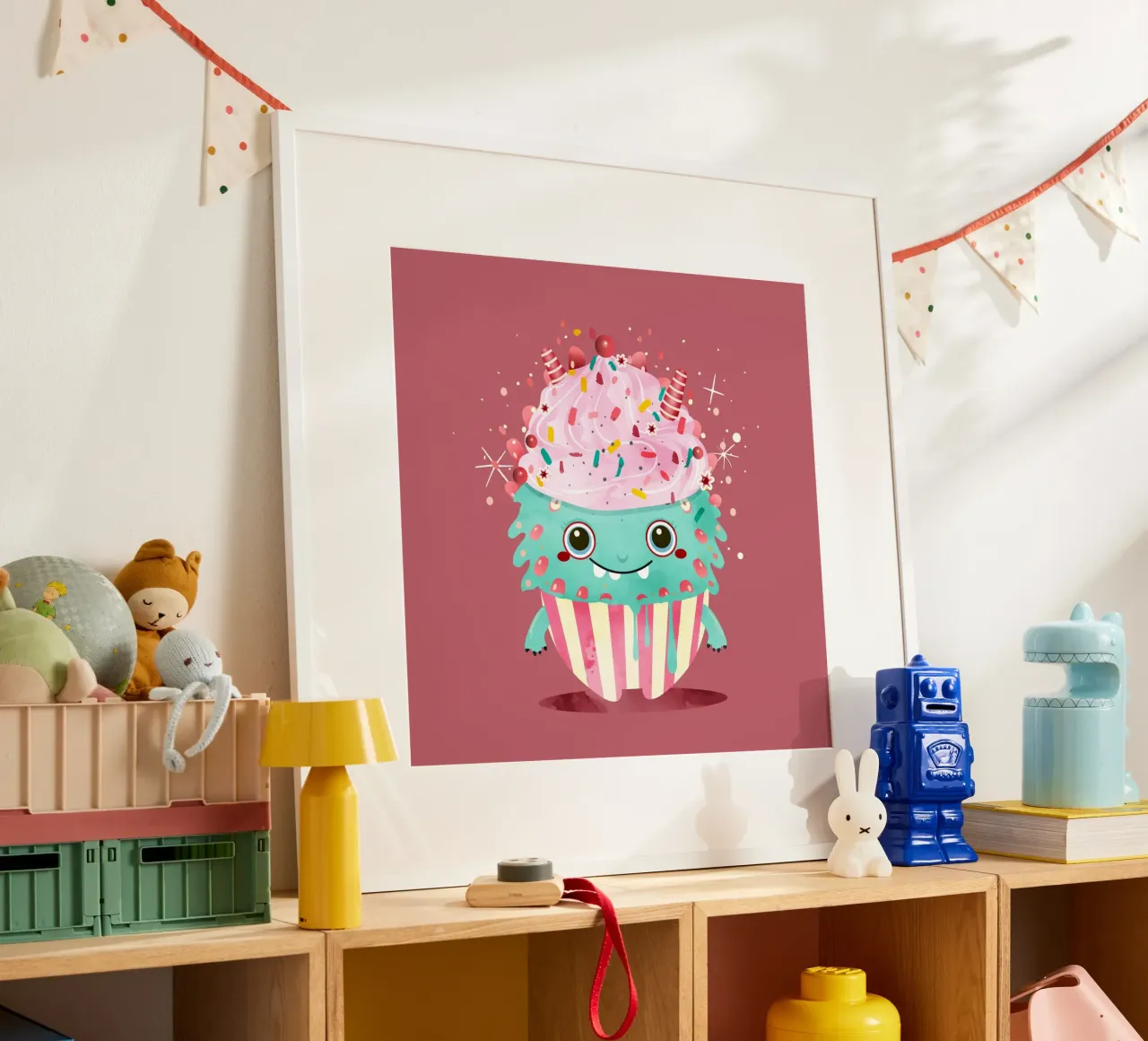 Motif de cupcake monster avec glaçage coloré & crumble hahnemühle de namosh