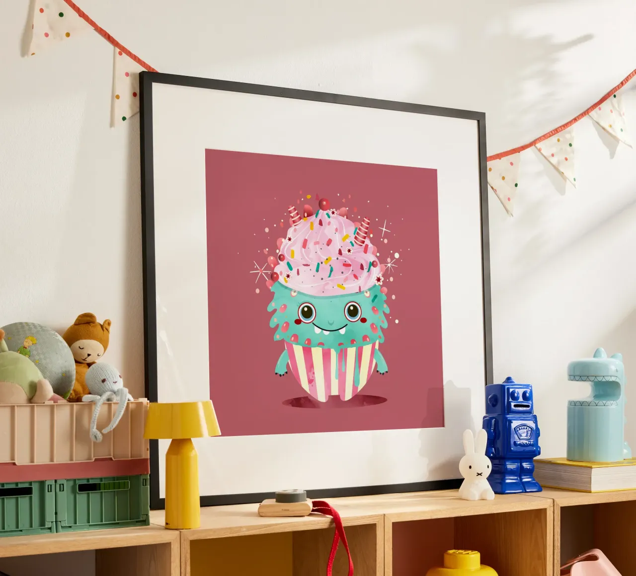 Motif de cupcake monster avec glaçage coloré & crumble hahnemühle de namosh
