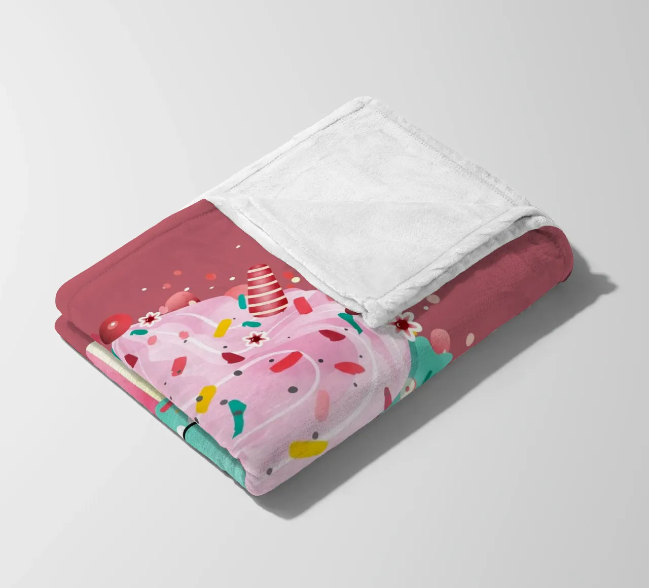 Cupcake monster motif with colourful icing & sprinkles fleece blanket by namosh