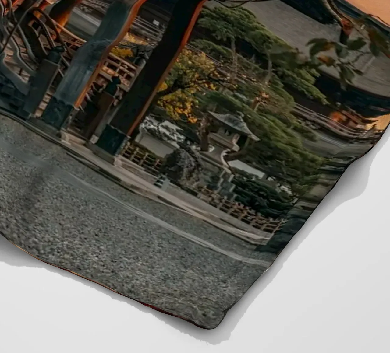 Tramonto del tempio Zenkoji a Nagano, Giappone coperta in pile da Marcel Bisig
