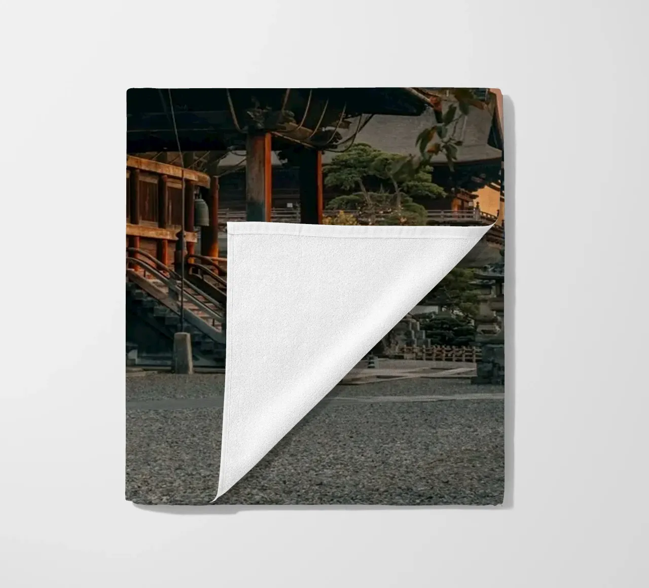 Zenkoji Temple Sunset in Nagano, Japan beach towel by Marcel Bisig