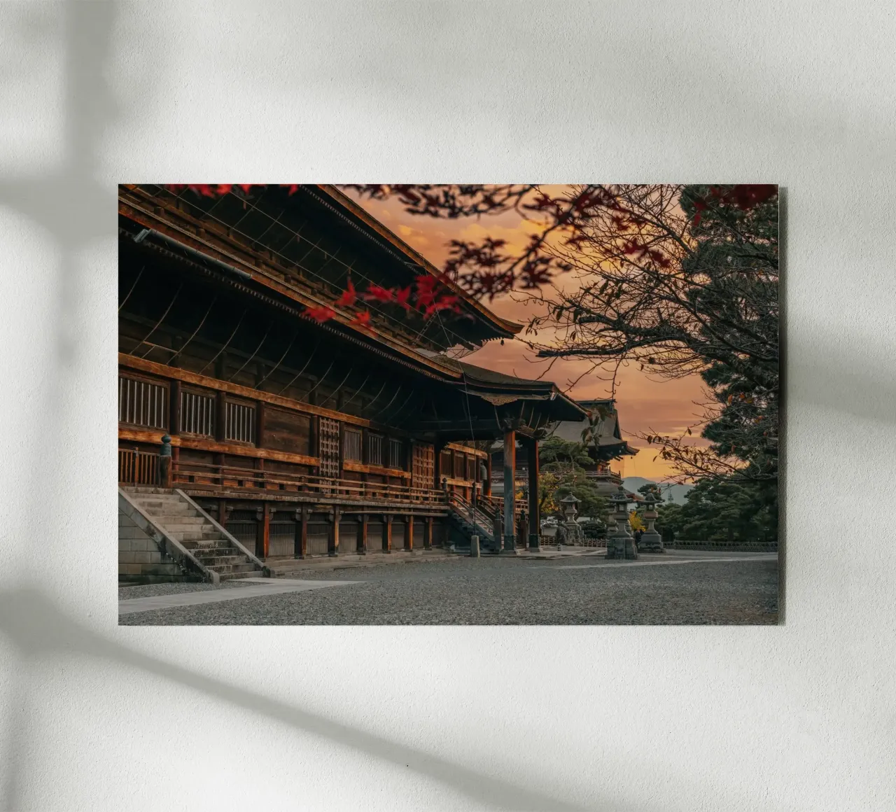 Zenkoji Temple Sunset in Nagano, Japan alu-dibond by Marcel Bisig