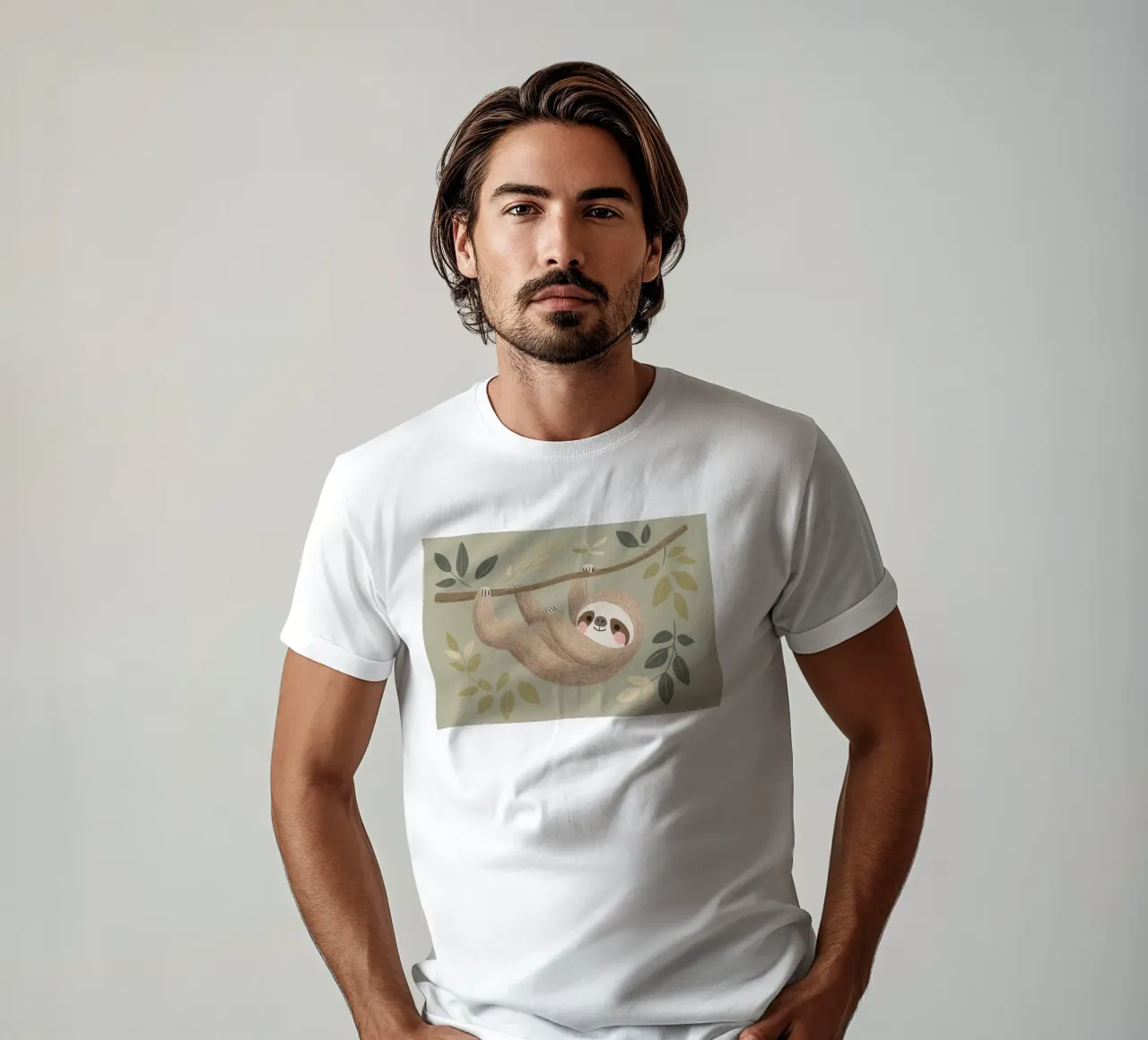 Simpatica illustrazione di un bradipo per la cameretta o la stanza dei giochi dei bambini t-shirt da Little Lola