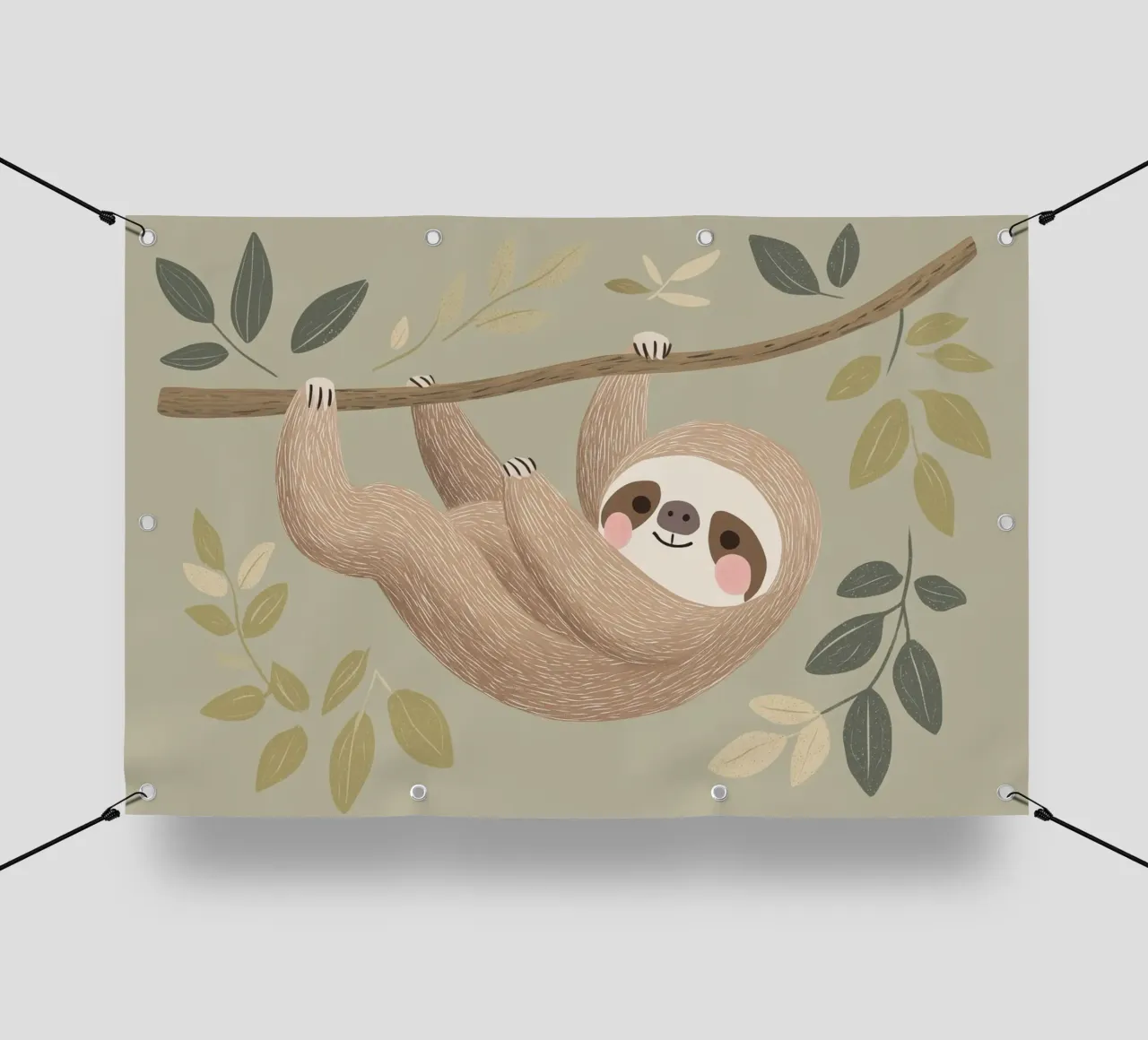 Simpatica illustrazione di un bradipo per la cameretta o la stanza dei giochi dei bambini telo in pvc da Little Lola