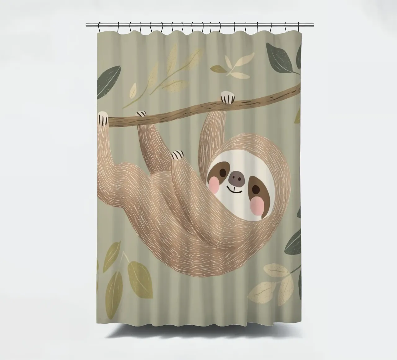 Simpatica illustrazione di un bradipo per la cameretta o la stanza dei giochi dei bambini tenda da doccia da Little Lola
