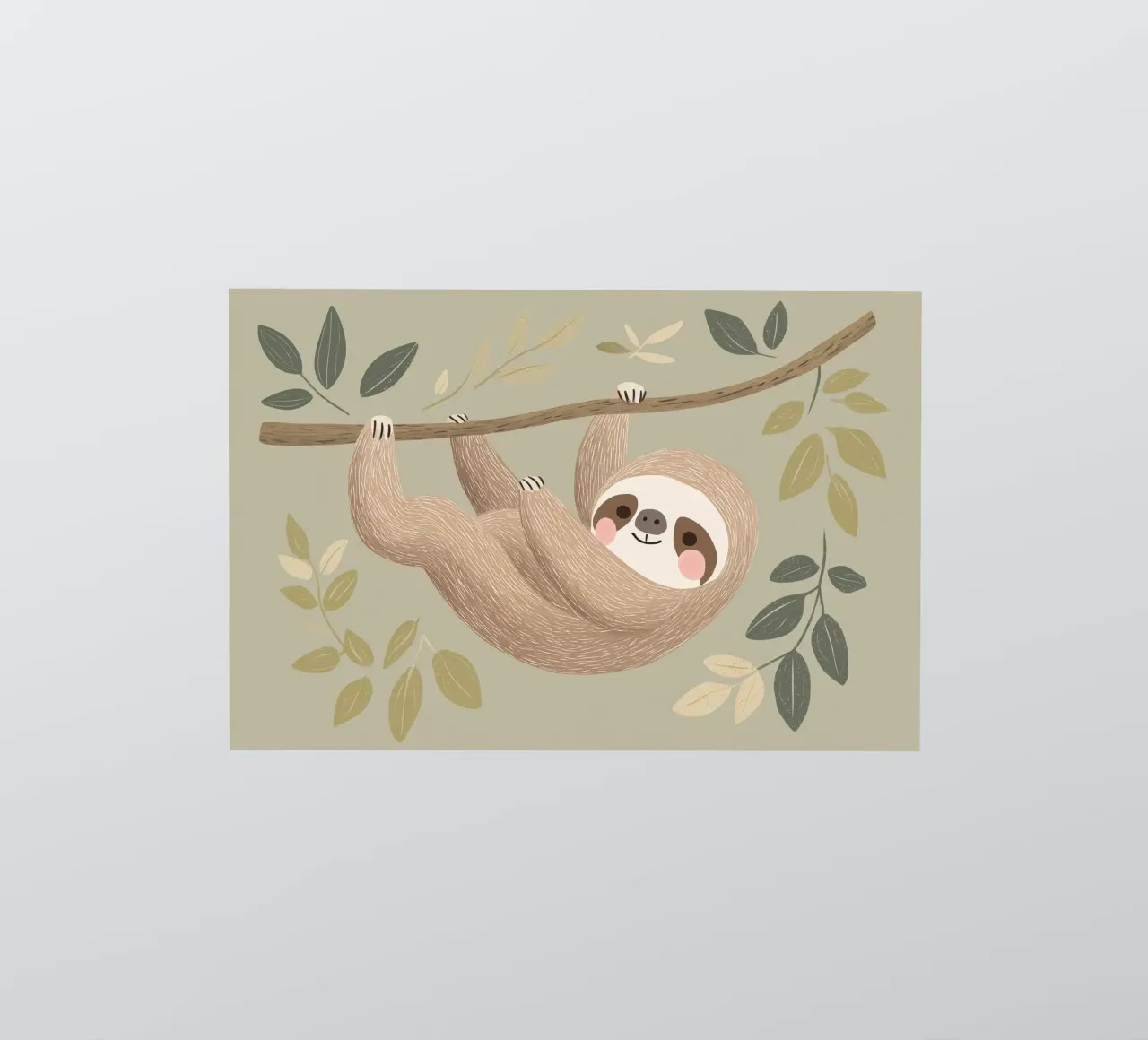 Simpatica illustrazione di un bradipo per la cameretta o la stanza dei giochi dei bambini adesivo da Little Lola