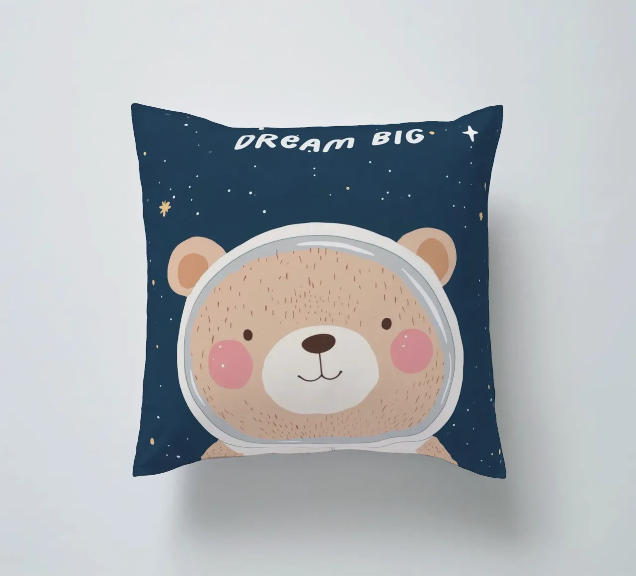 Orso nello spazio Illustrazione Affermazione positiva per bambini cuscino da Little Lola
