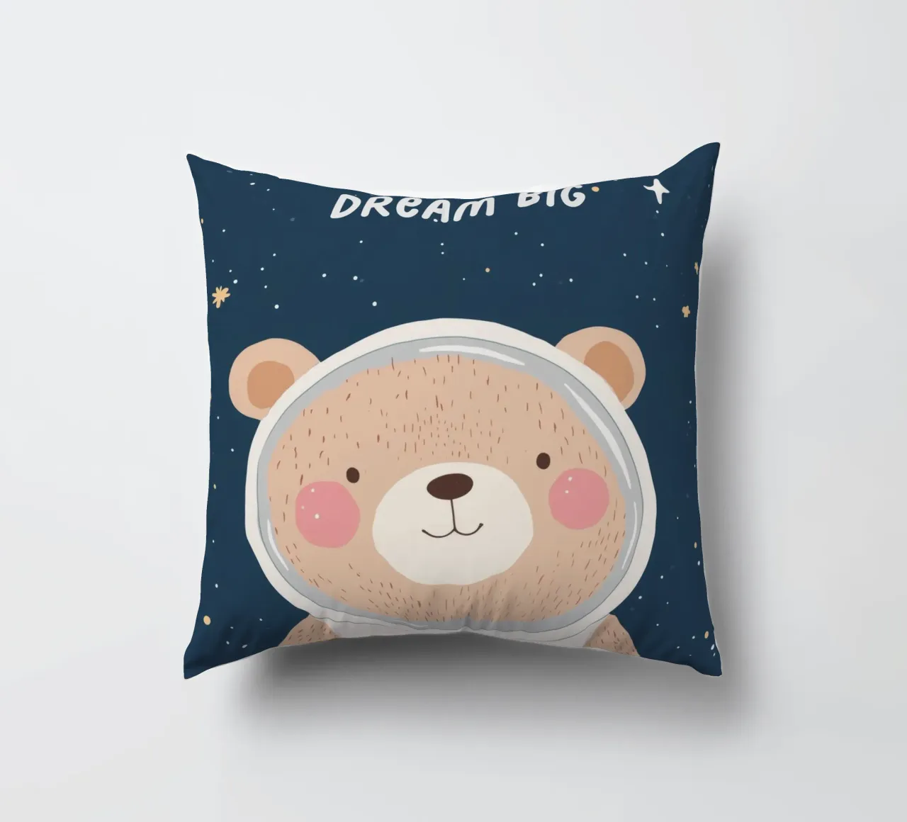 Orso nello spazio Illustrazione Affermazione positiva per bambini cuscino da Little Lola