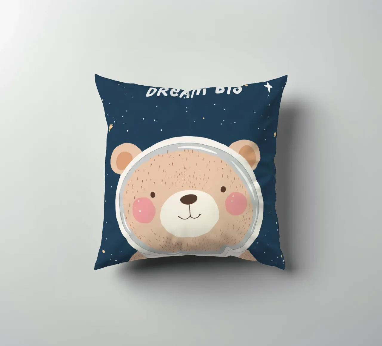 Orso nello spazio Illustrazione Affermazione positiva per bambini cuscino da Little Lola