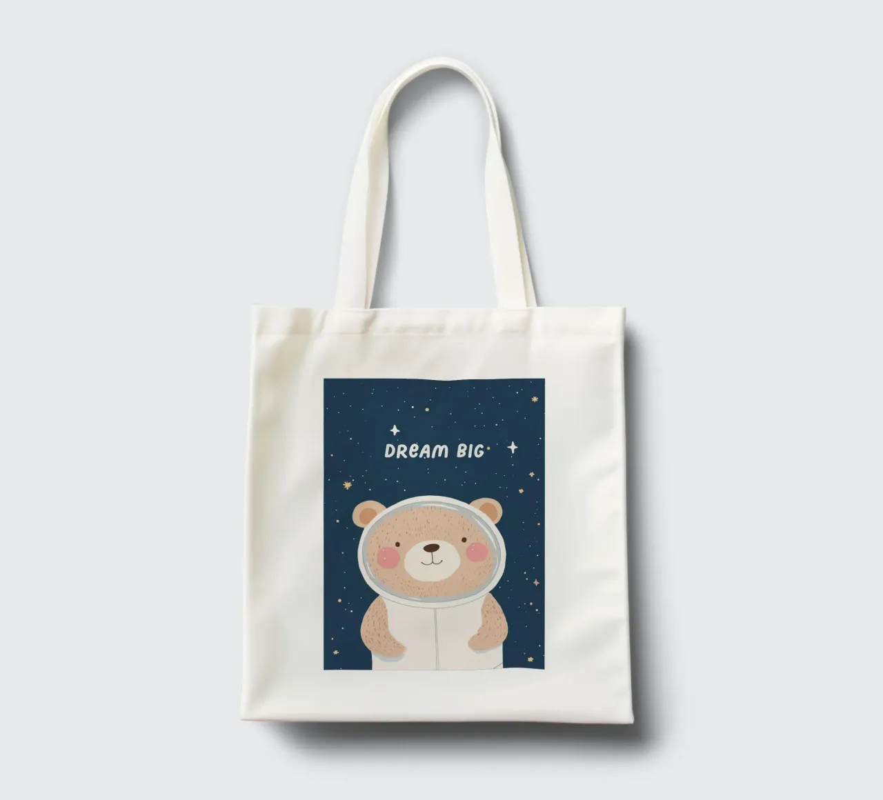 Bear in Space Illustration Positive Affirmation for children tote bag by Little Lola
