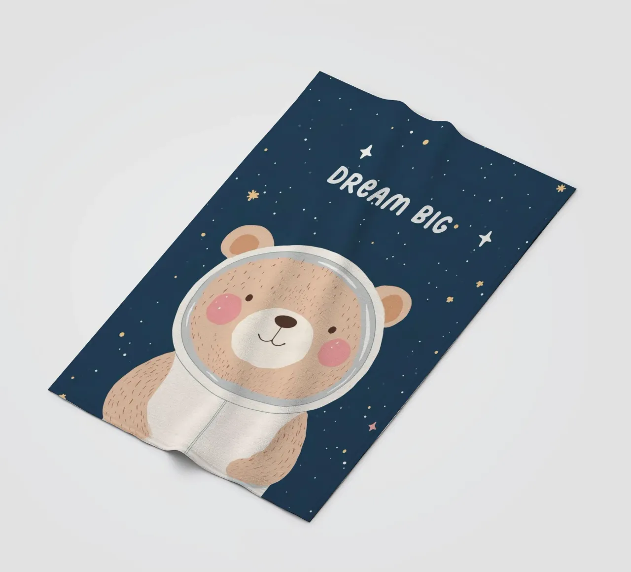 Bear in Space Illustration Positive Affirmation for children fleece blanket by Little Lola