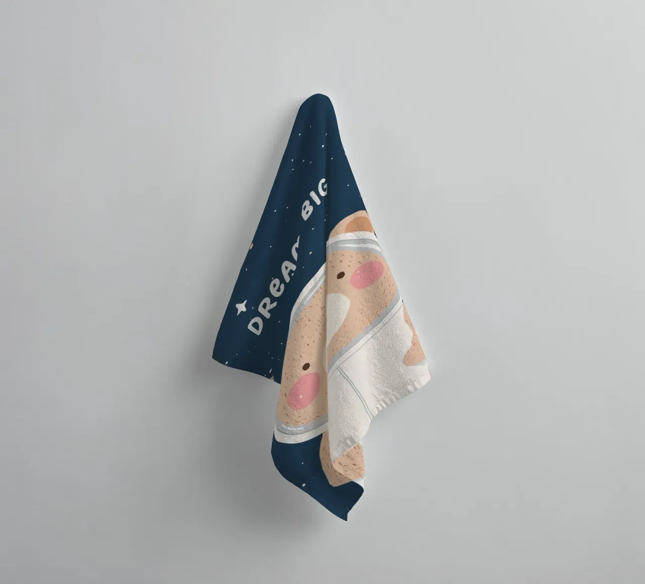 Bear in Space Illustration Positive Affirmation for children towel by Little Lola