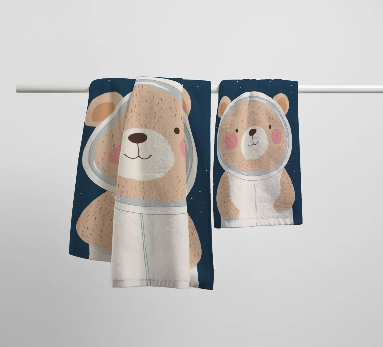 Bear in Space Illustration Positive Affirmation for children towel by Little Lola