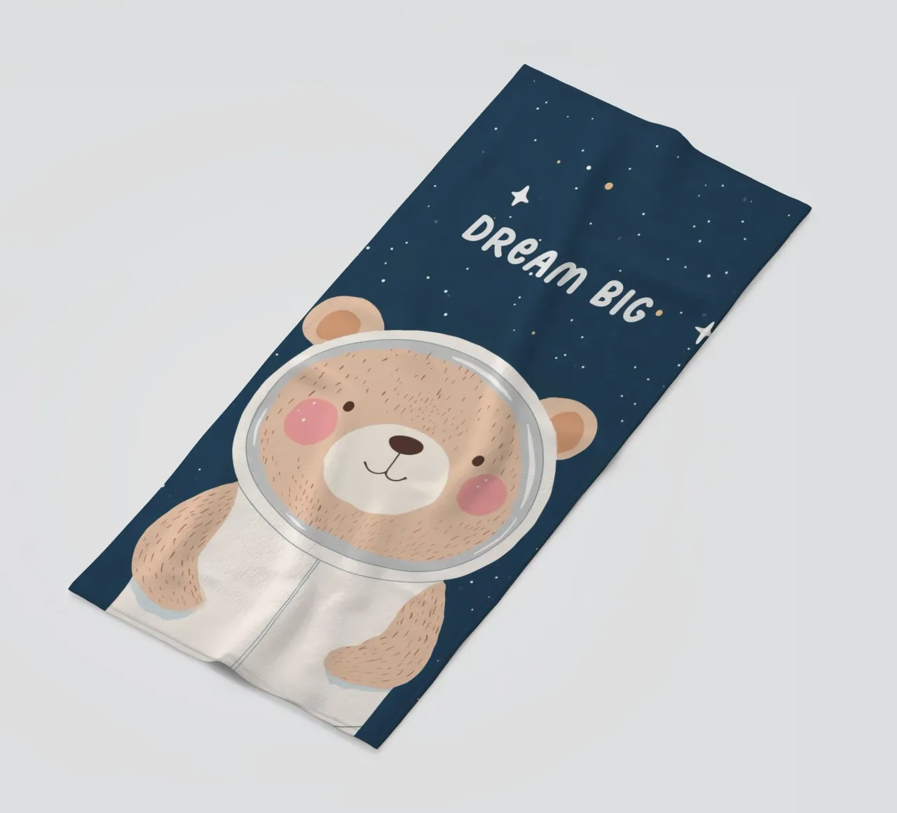 Orso nello spazio Illustrazione Affermazione positiva per bambini telo mare da Little Lola