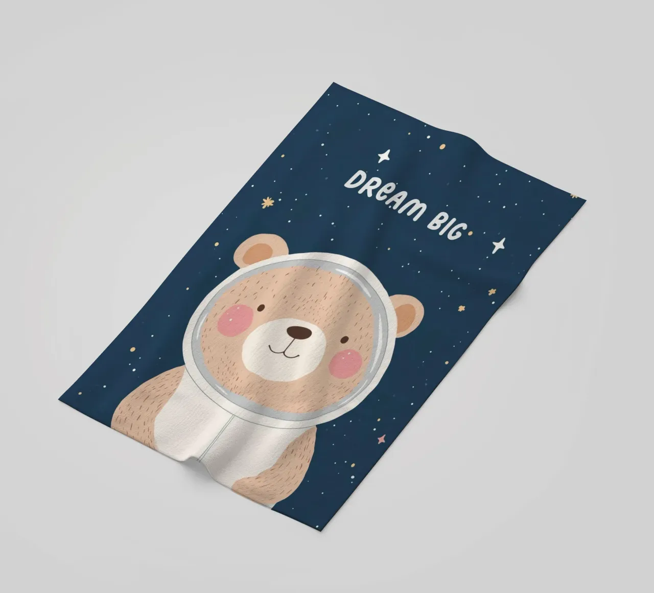 Orso nello spazio Illustrazione Affermazione positiva per bambini telo mare da Little Lola