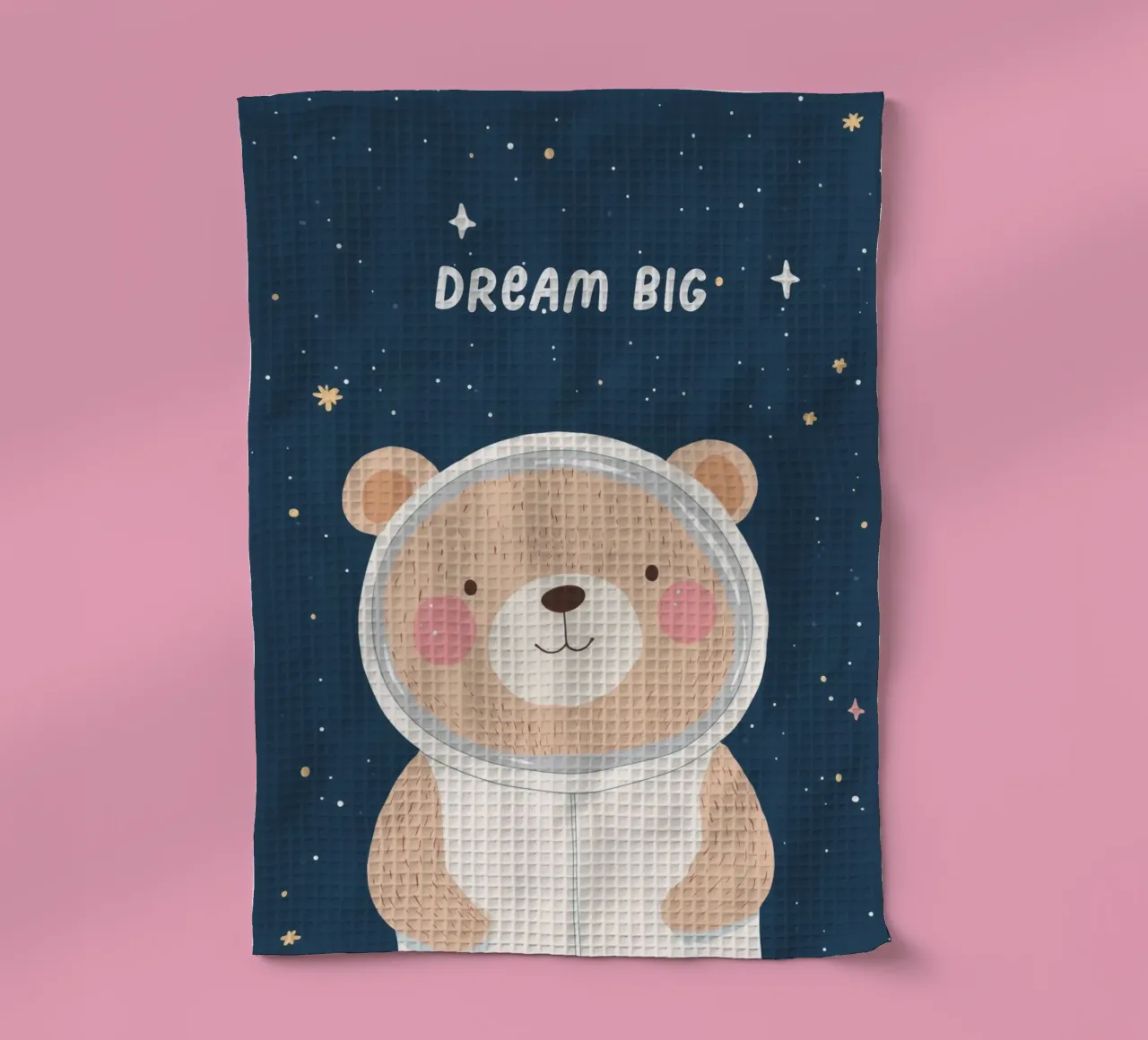Orso nello spazio Illustrazione Affermazione positiva per bambini canovaccio da cucina da Little Lola