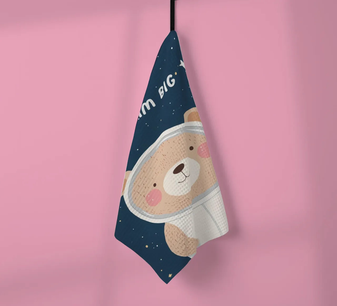 Orso nello spazio Illustrazione Affermazione positiva per bambini canovaccio da cucina da Little Lola