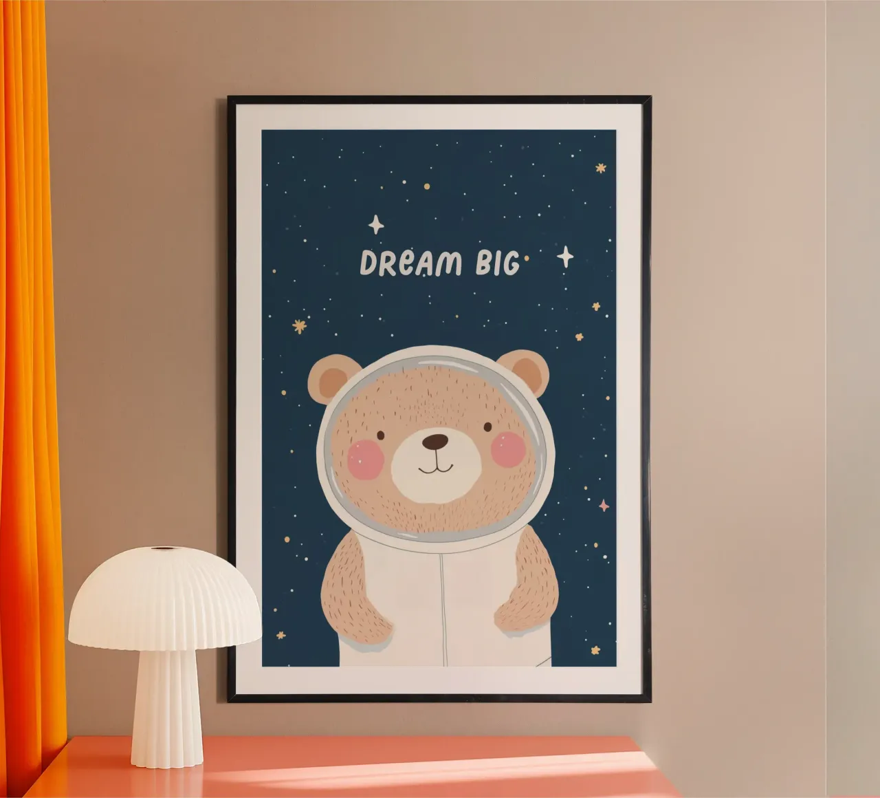 Orso nello spazio Illustrazione Affermazione positiva per bambini poster da Little Lola