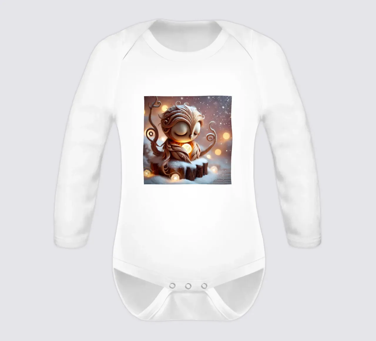 Twiglet long-sleeve baby romper by Twinkle Art Studio