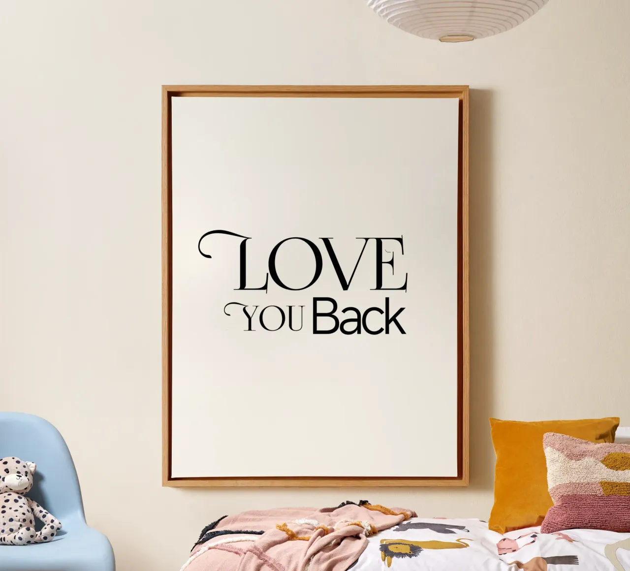 Einfache Liebe dich zurück Typografie Leinwand mit Schattenfugenrahmen von YV TYPOGRAPHY
