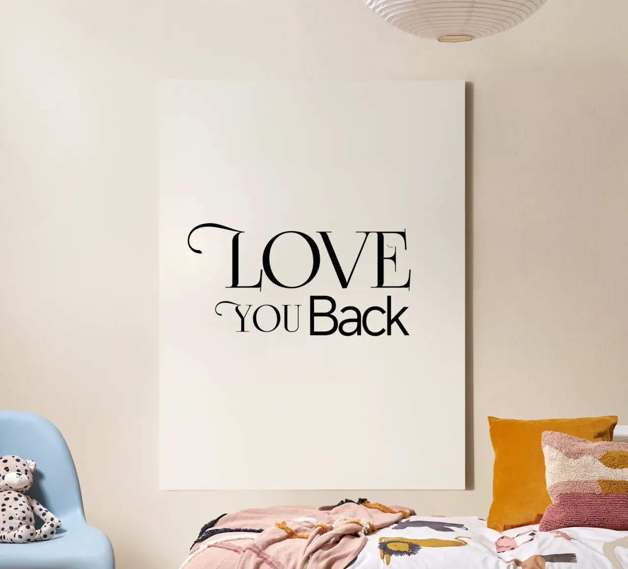 Einfache Liebe dich zurück Typografie Leinwand mit Schattenfugenrahmen von YV TYPOGRAPHY