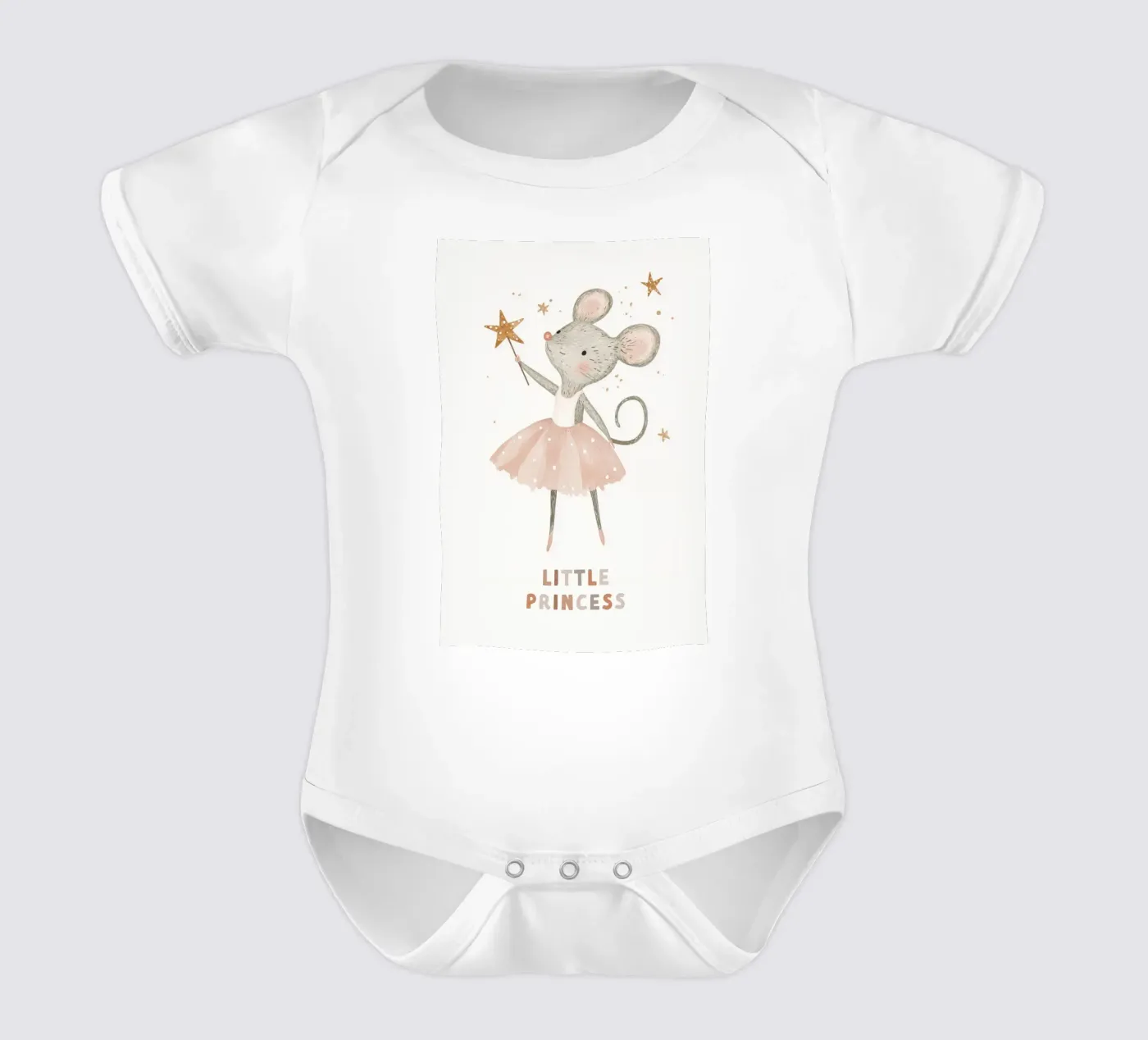 Poster della piccola principessa, stampa della ballerina del topo per la stanza dei bambini body neonato maniche corte da Little Lola