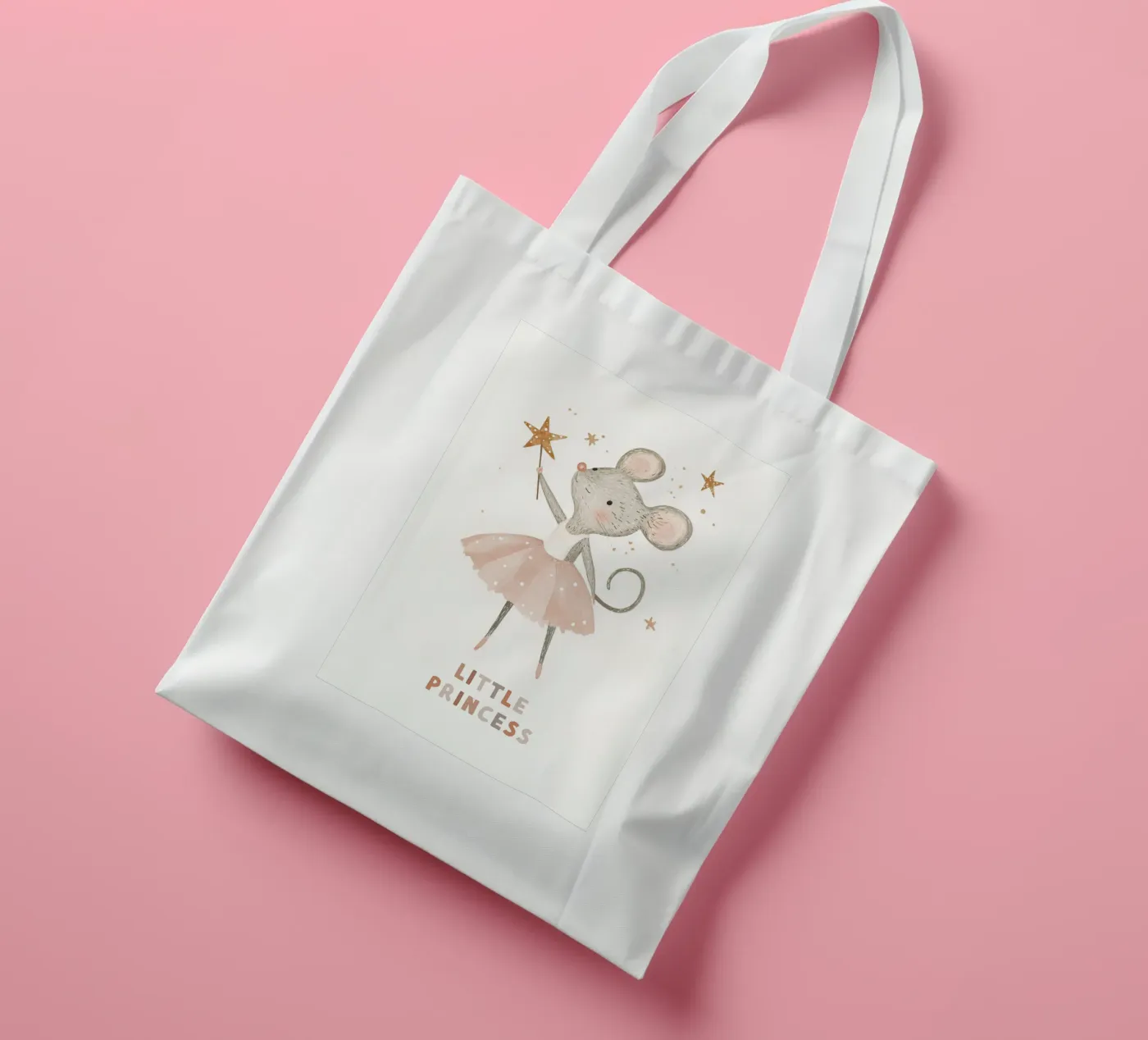 Poster della piccola principessa, stampa della ballerina del topo per la stanza dei bambini borsa in juta da Little Lola