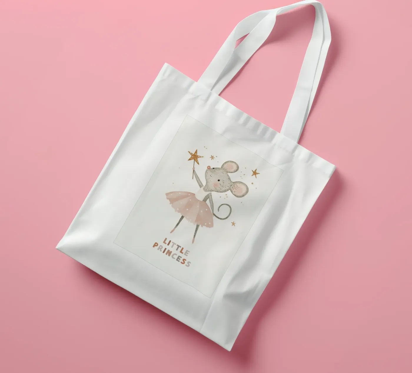 Poster della piccola principessa, stampa della ballerina del topo per la stanza dei bambini borsa in juta da Little Lola