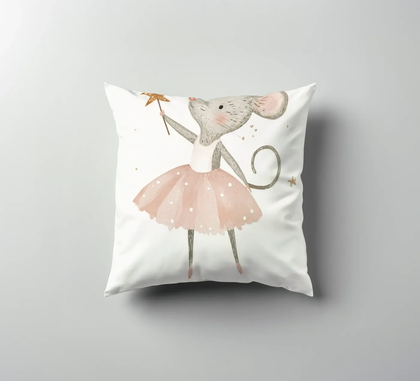 Poster della piccola principessa, stampa della ballerina del topo per la stanza dei bambini cuscino da Little Lola