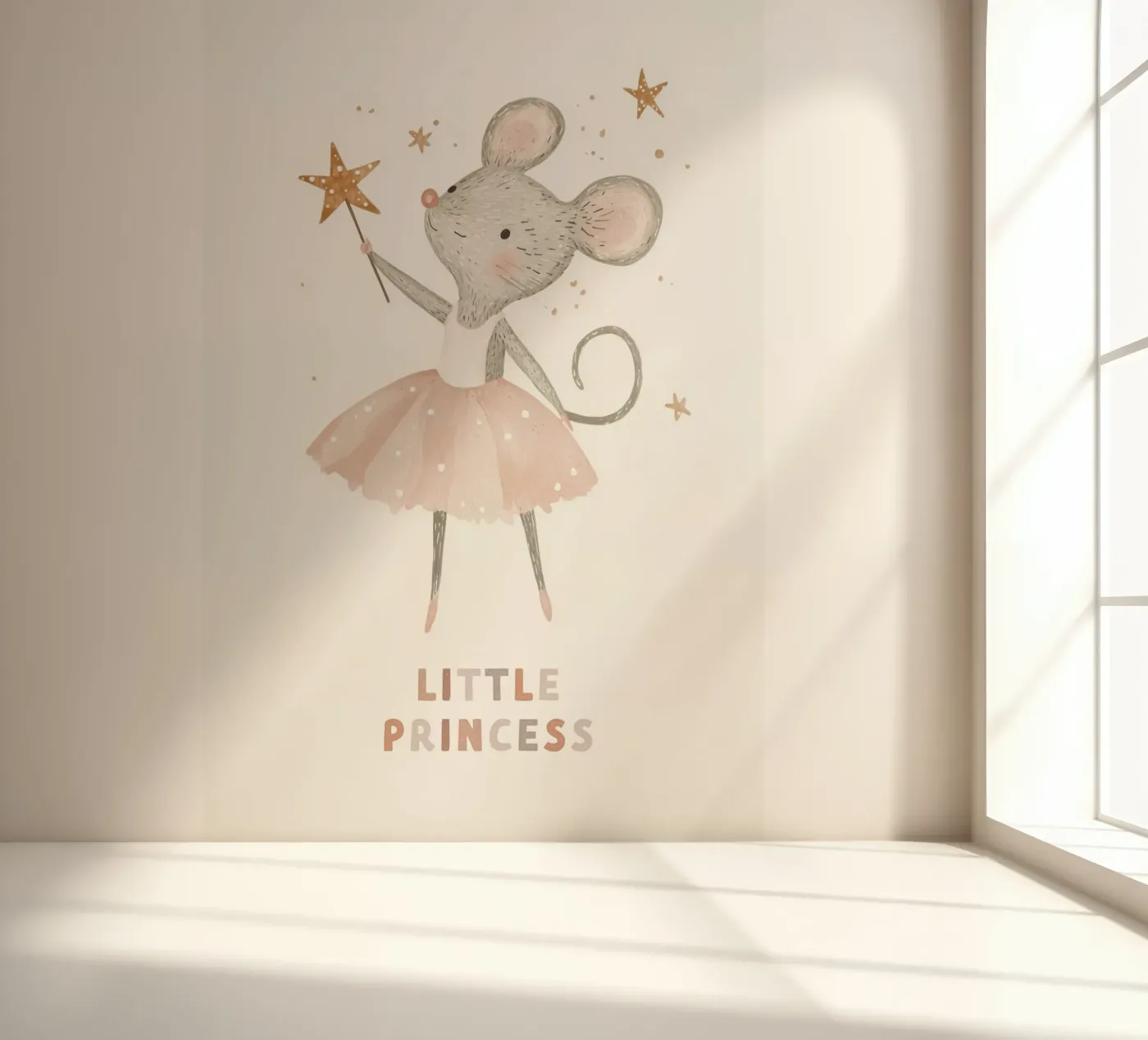 Poster della piccola principessa, stampa della ballerina del topo per la stanza dei bambini carta da parati fotografica da Little Lola
