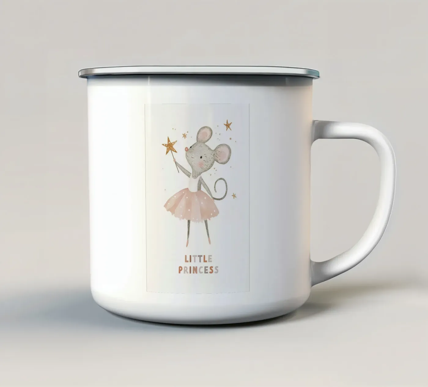 Poster della piccola principessa, stampa della ballerina del topo per la stanza dei bambini tazza in smalto da Little Lola