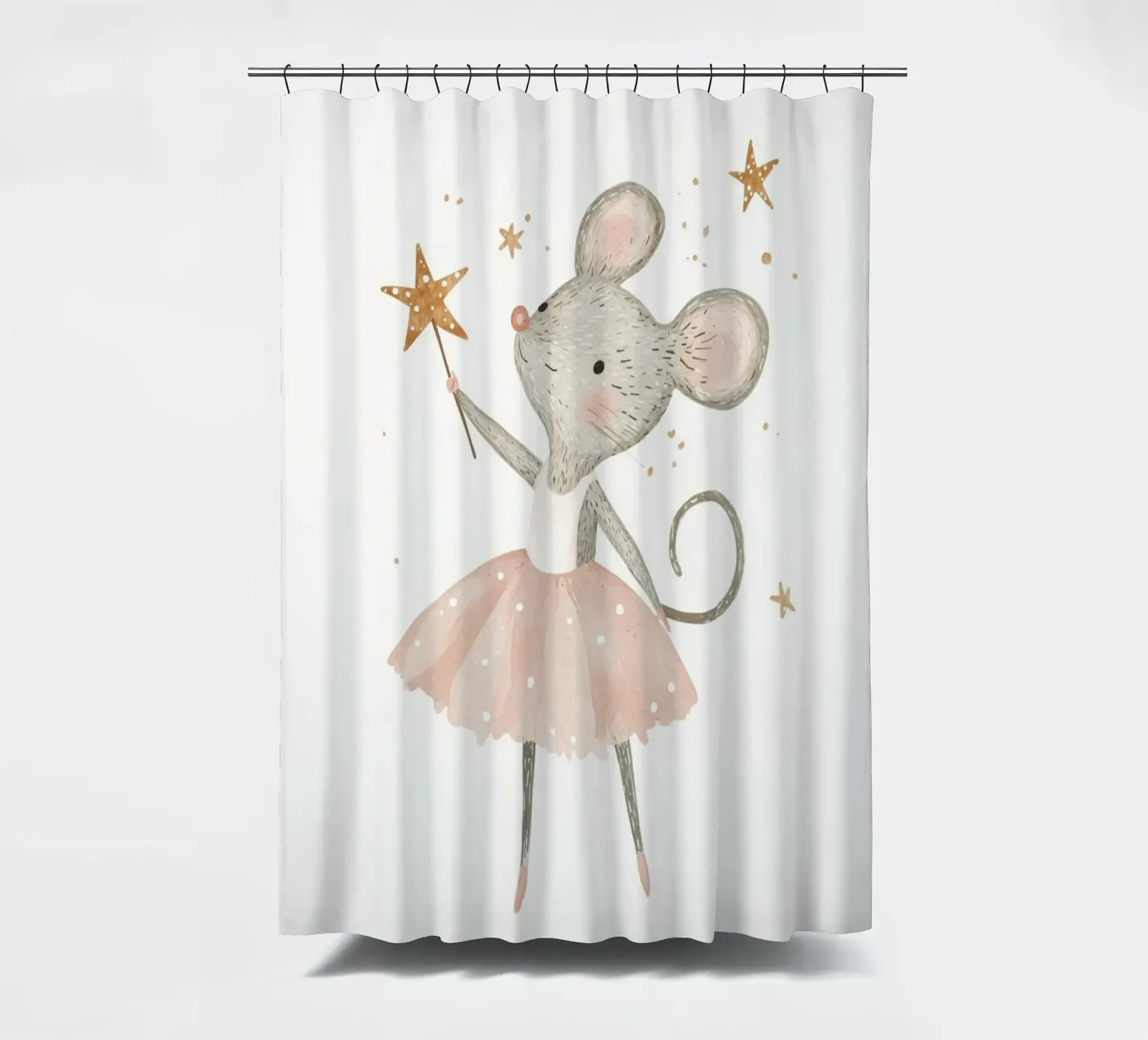 Poster della piccola principessa, stampa della ballerina del topo per la stanza dei bambini tenda da doccia da Little Lola