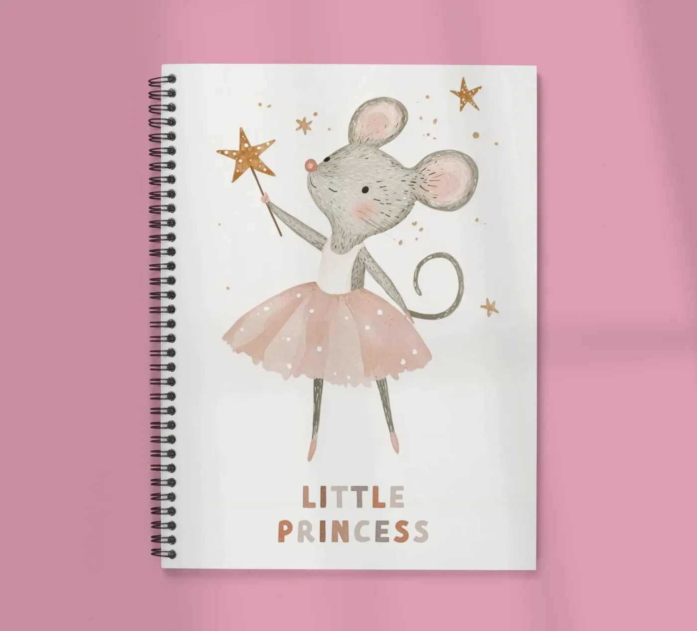 Poster della piccola principessa, stampa della ballerina del topo per la stanza dei bambini diario ad anelli da Little Lola