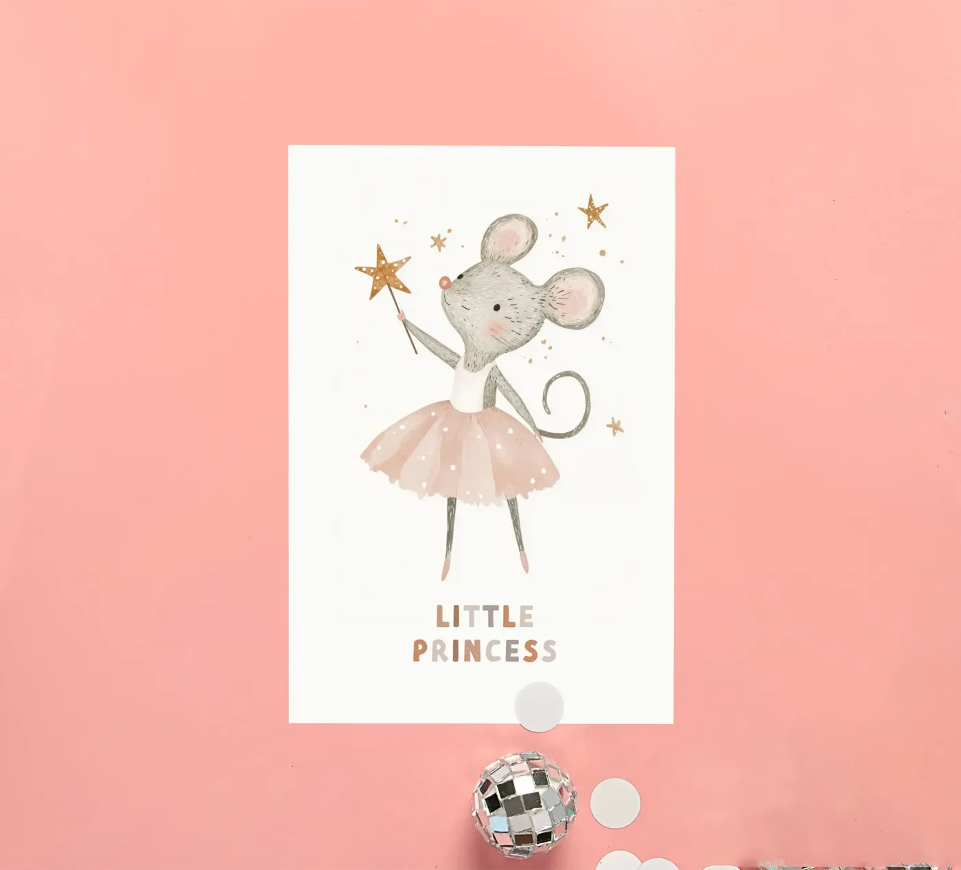 Poster della piccola principessa, stampa della ballerina del topo per la stanza dei bambini adesivo da Little Lola