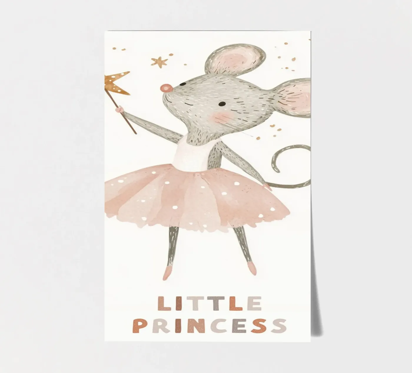 Poster della piccola principessa, stampa della ballerina del topo per la stanza dei bambini foglio adesivo da Little Lola