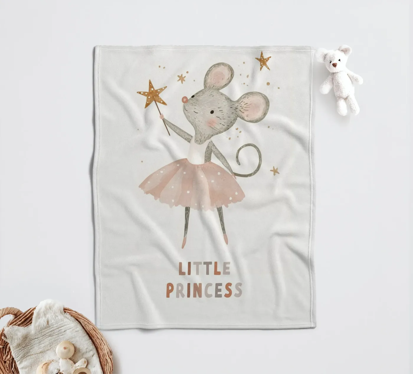 Poster della piccola principessa, stampa della ballerina del topo per la stanza dei bambini coperta in pile da Little Lola