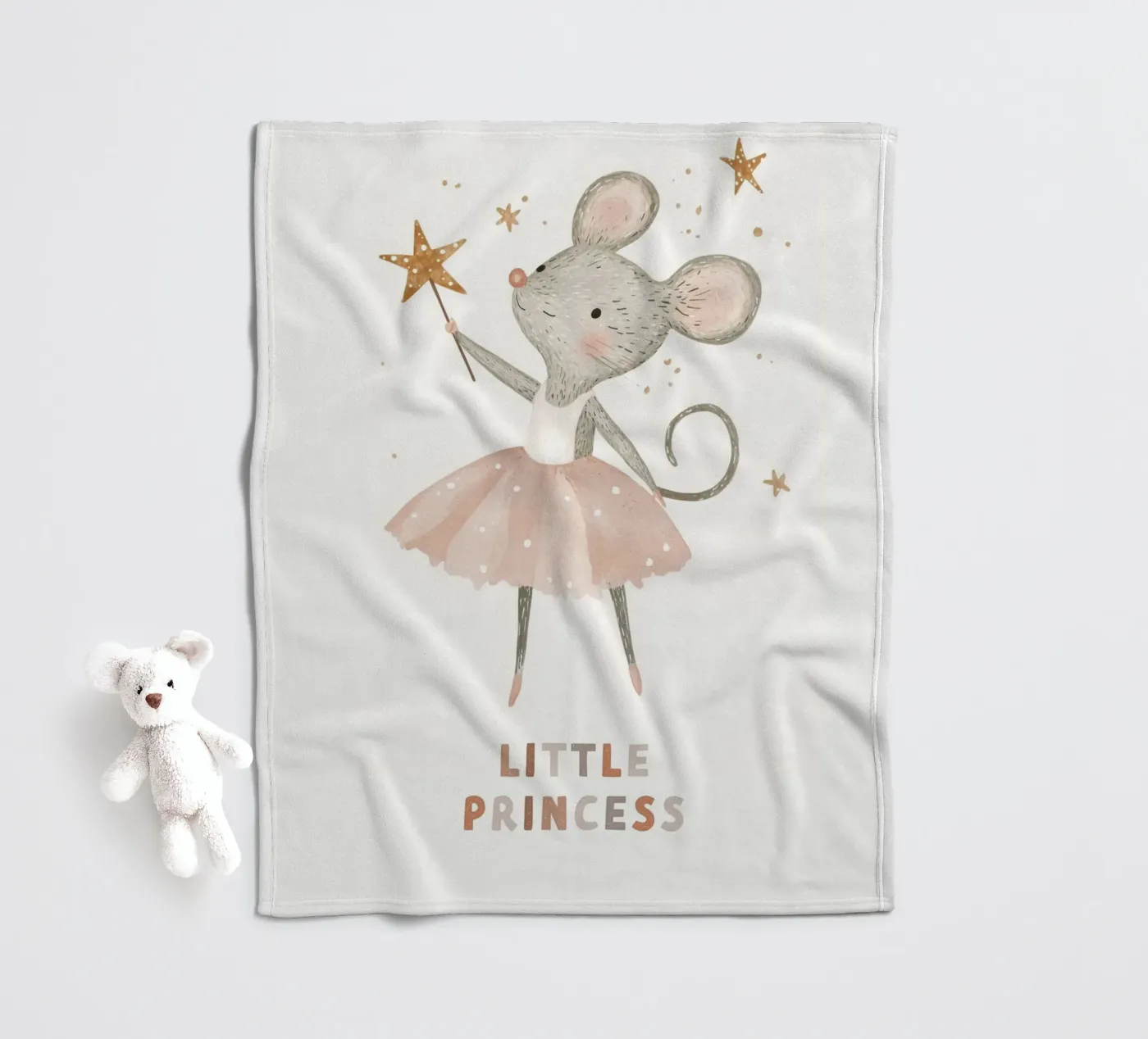 Poster della piccola principessa, stampa della ballerina del topo per la stanza dei bambini coperta in pile da Little Lola